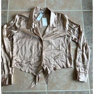 Aritzia Wilfred Peaufiner pink prima prima Rose dusty pink cupro‎ blouse S -New